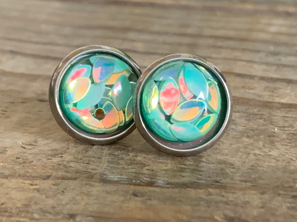 Cabochon légèreté petite sirène couleur vert turquoise Comme un ange
