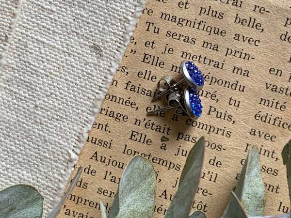 Mignonne Stud stainless bleu royal  cabochon rond stainless Comme un ange