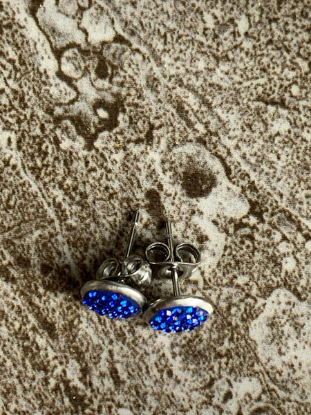 Mignonne Stud stainless bleu royal  cabochon rond stainless Comme un ange