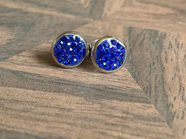 Mignonne Stud stainless bleu royal  cabochon rond stainless Comme un ange