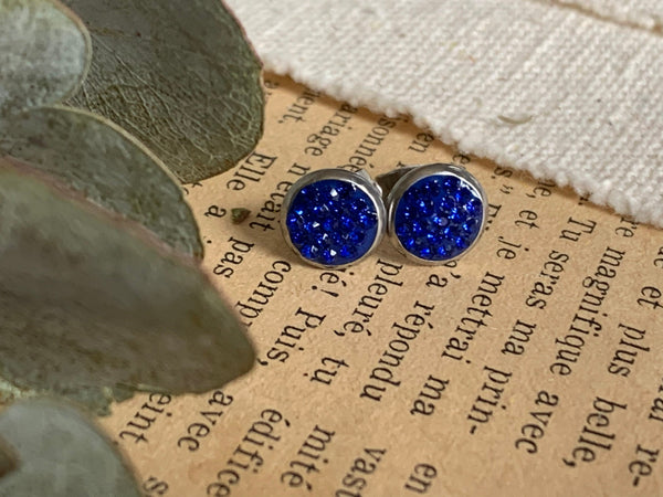 Mignonne Stud stainless bleu royal  cabochon rond stainless Comme un ange
