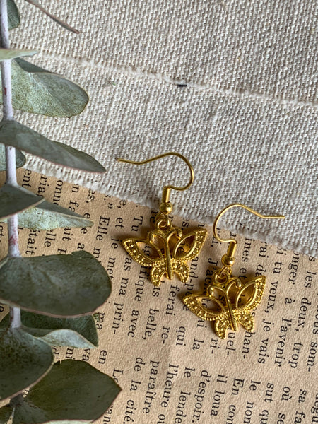 Boucles oreilles papillon or Comme un ange