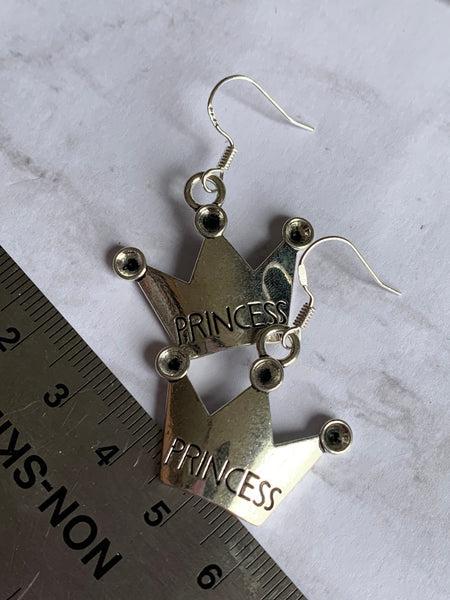 Boucles d’oreilles breloque couronne de princesse alliage de métaux argent Comme un ange