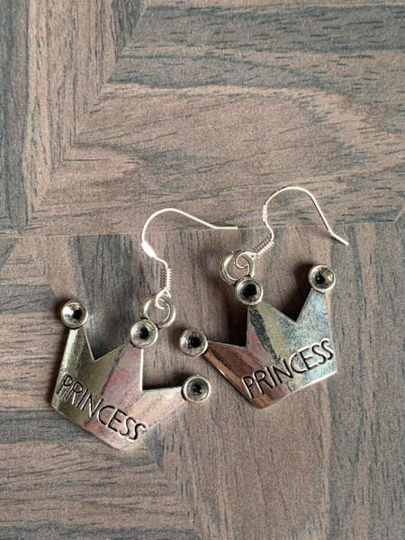 Boucles d’oreilles breloque couronne de princesse alliage de métaux argent Comme un ange