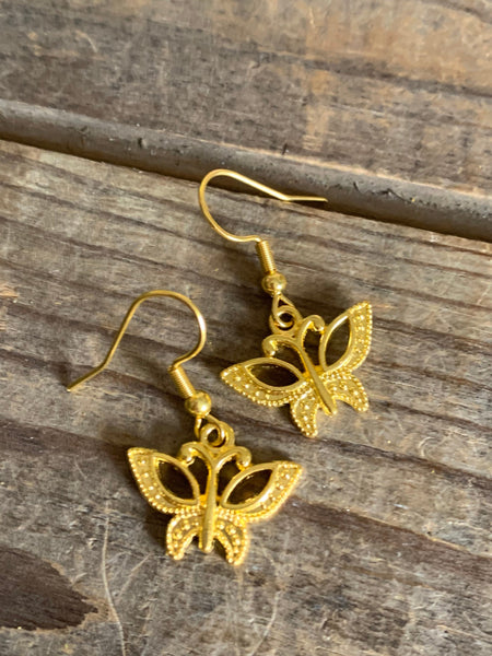 Boucles d’oreilles breloque papillon alliage de métaux or Comme un ange