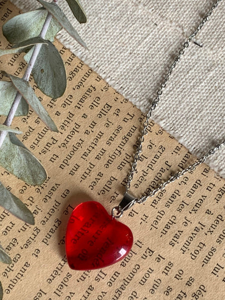 Collier breloque coeur rouge Comme un ange