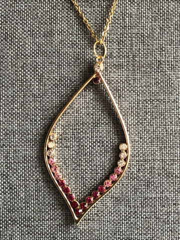 Collier goutte rhinestone rose Comme un ange