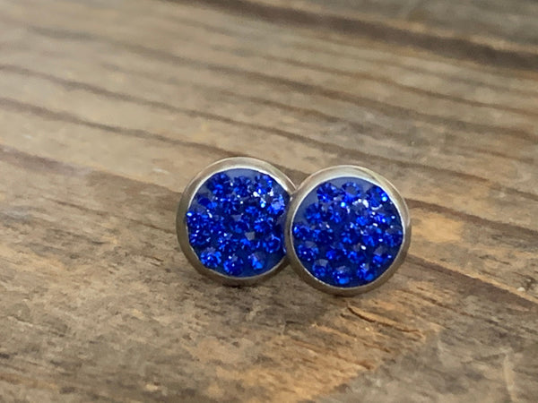 Mignonne Stud stainless bleu royal  cabochon rond stainless Comme un ange