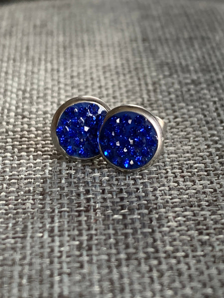 Mignonne Stud stainless bleu royal  cabochon rond stainless Comme un ange