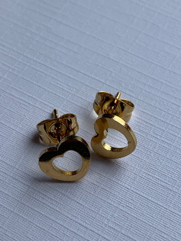 Stud stainless ton or coeur cabochon ton or Comme un ange