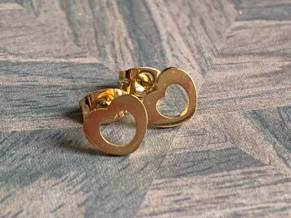 Stud stainless ton or coeur cabochon ton or Comme un ange