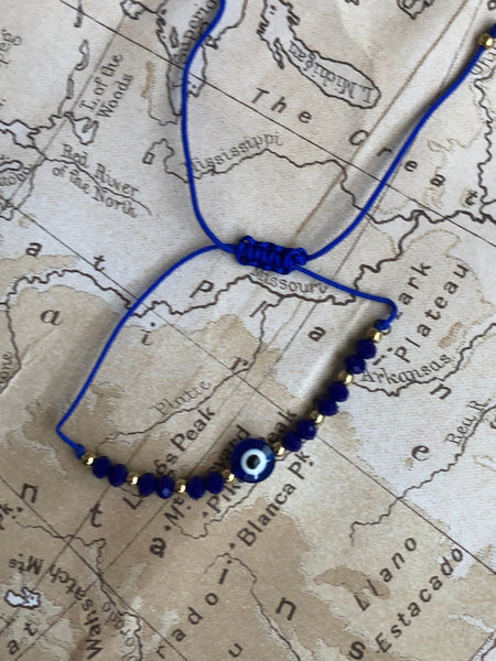 Bracelet perle evil eye bijoux grec protection bracelet ajustable corde bleue Comme un ange