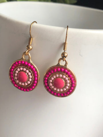 Boucles d’oreilles vintage perles rose Comme un ange