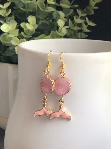 Bijoux style druzy rose queue sirène bijoux mystiques magiques Comme un ange