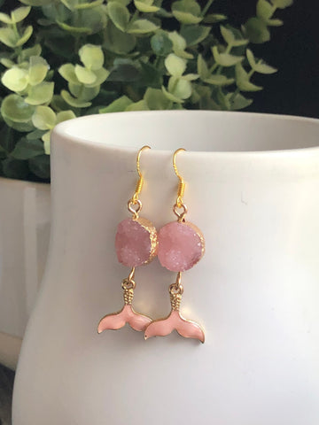 Bijoux style druzy rose queue sirène bijoux mystiques magiques Comme un ange