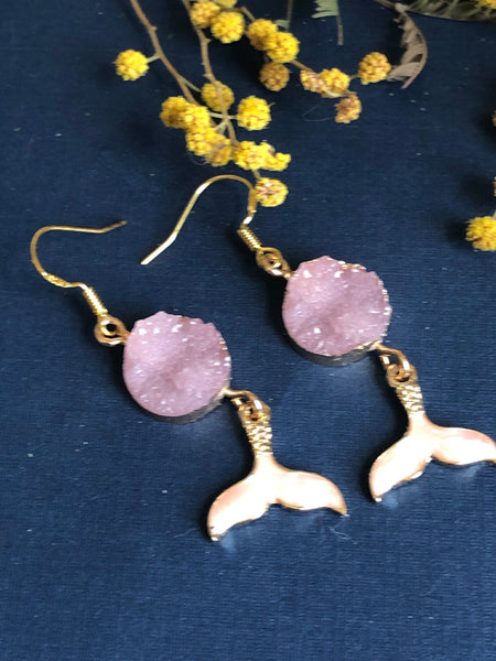 Bijoux style druzy rose queue sirène bijoux mystiques magiques Comme un ange