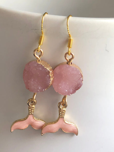 Bijoux style druzy rose queue sirène bijoux mystiques magiques Comme un ange