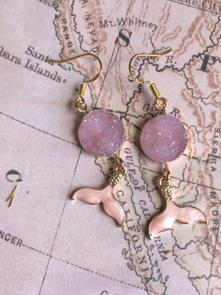 Bijoux style druzy rose queue sirène bijoux mystiques magiques Comme un ange