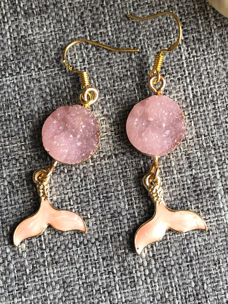 Bijoux style druzy rose queue sirène bijoux mystiques magiques Comme un ange