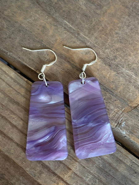 Boucles oreilles  géométriques rectangles mauves Comme un ange