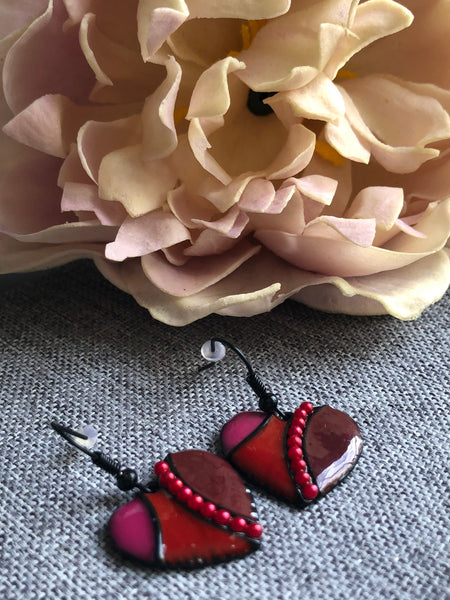 Boucles oreilles coeur rouge Comme un ange