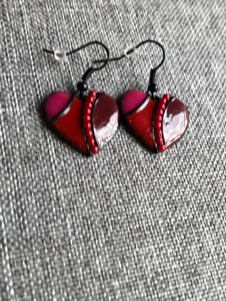 Boucles oreilles coeur rouge Comme un ange