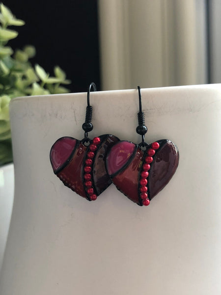 Boucles oreilles coeur rouge Comme un ange