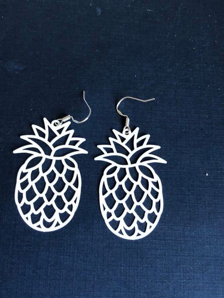 Boucles oreilles blanches ananas fruit Comme un ange