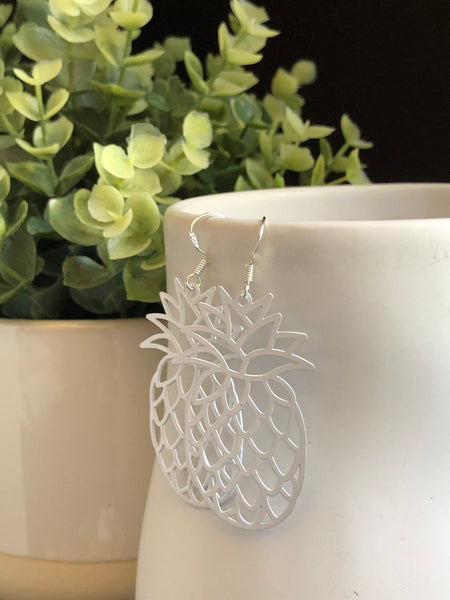 Boucles oreilles blanches ananas fruit Comme un ange