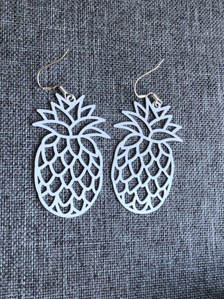 Boucles oreilles blanches ananas fruit Comme un ange