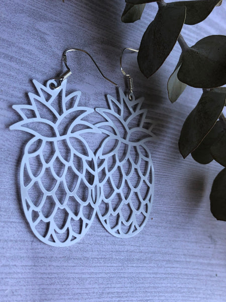 Boucles oreilles blanches ananas fruit Comme un ange