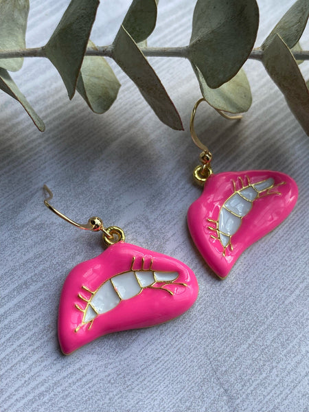 Boucles oreilles lèvres rose flash fushia lips earring Comme un ange