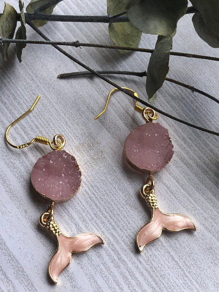 Bijoux style druzy rose queue sirène bijoux mystiques magiques Comme un ange