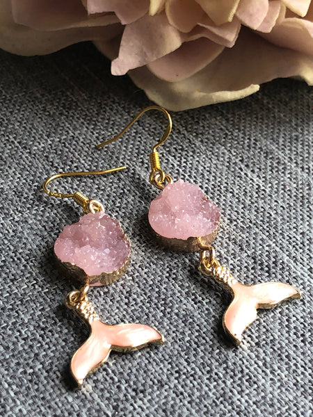 Bijoux style druzy rose queue sirène bijoux mystiques magiques Comme un ange