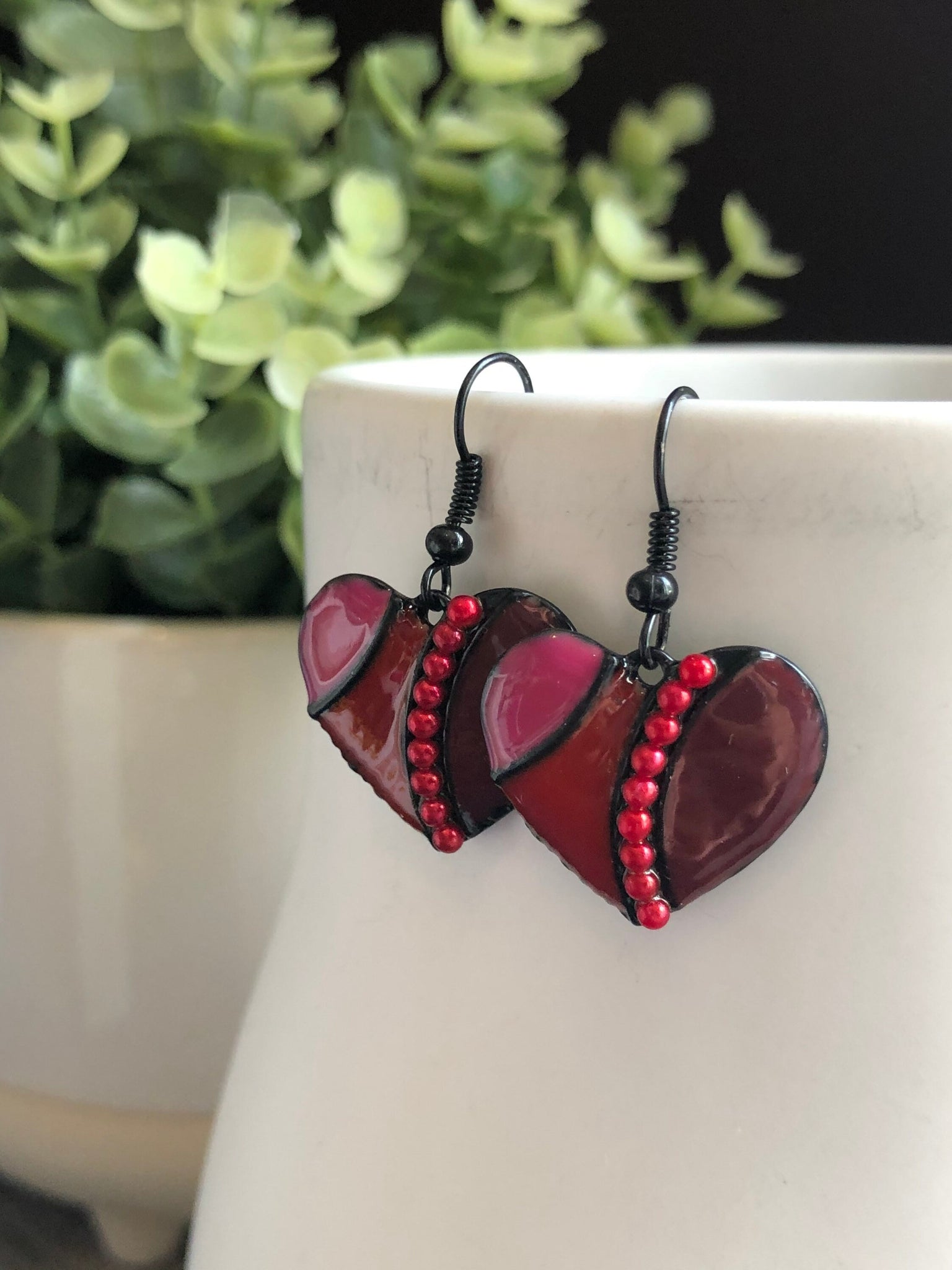 Boucles oreilles coeur rouge Comme un ange