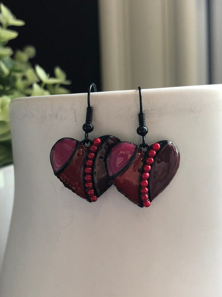 Boucles oreilles coeur rouge Comme un ange