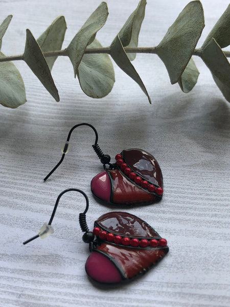 Boucles oreilles coeur rouge Comme un ange