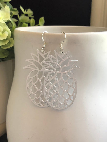 Boucles oreilles blanches ananas fruit Comme un ange