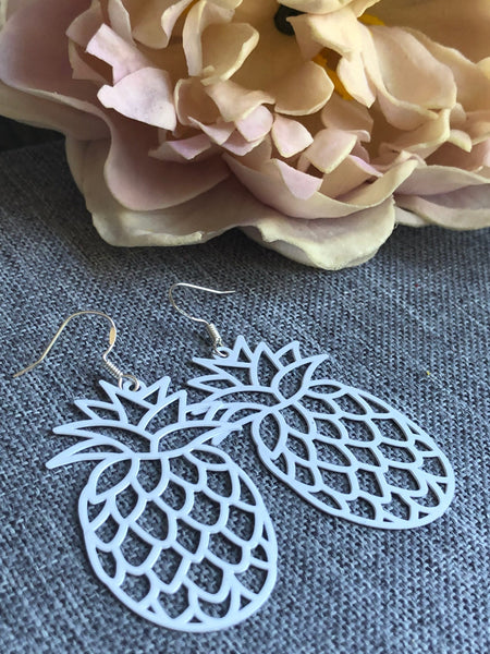Boucles oreilles blanches ananas fruit Comme un ange