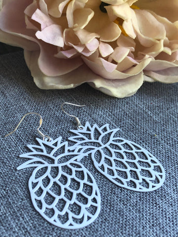 Boucles oreilles blanches ananas fruit Comme un ange