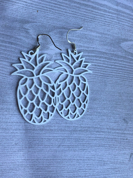 Boucles oreilles blanches ananas fruit Comme un ange