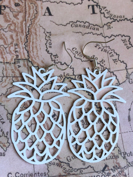 Boucles oreilles blanches ananas fruit Comme un ange