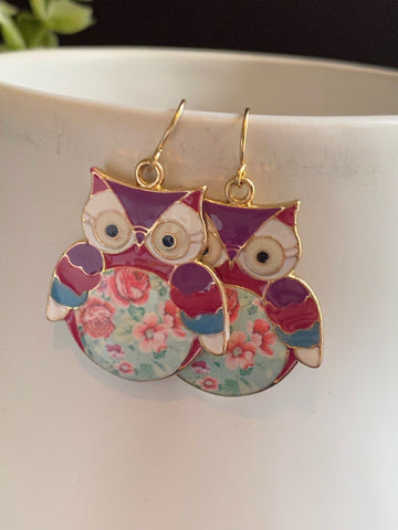 Boucles oreilles colorées hiboux Comme un ange