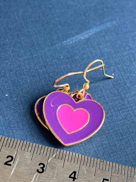 Boucles d’oreilles breloque coeur mauve aesthetic sur crochet alliage de métaux or Comme un ange