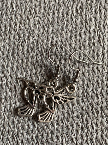 Boucles d’oreilles breloque colibri oiseau mouche alliage de métaux argent Comme un ange