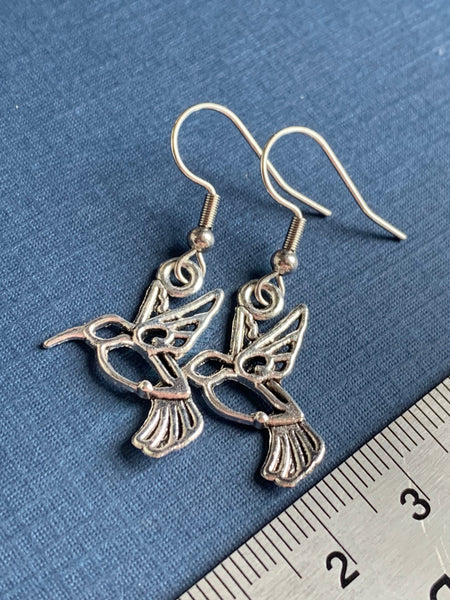 Boucles d’oreilles breloque colibri oiseau mouche alliage de métaux argent Comme un ange