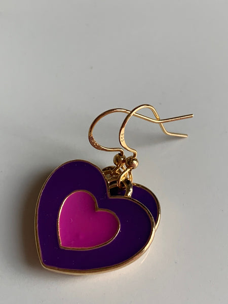 Boucles d’oreilles breloque coeur mauve aesthetic sur crochet alliage de métaux or Comme un ange