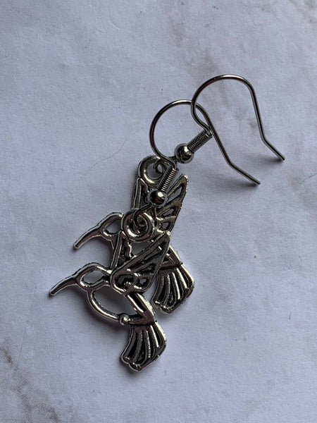 Boucles d’oreilles breloque colibri oiseau mouche alliage de métaux argent Comme un ange