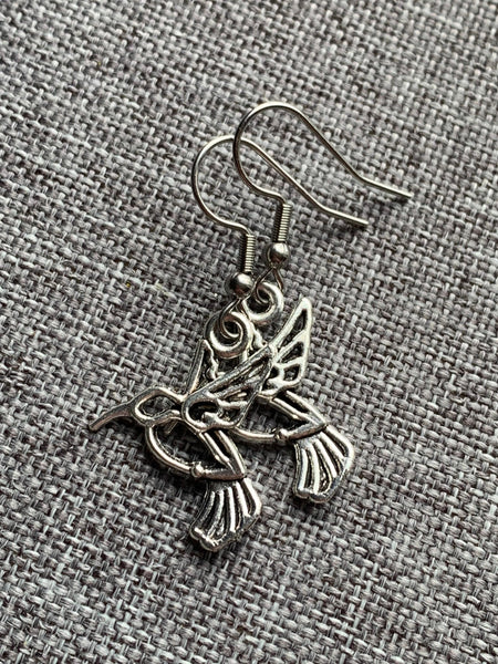 Boucles d’oreilles breloque colibri oiseau mouche alliage de métaux argent Comme un ange