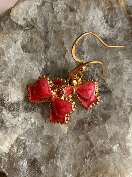 Boucles d’oreilles breloque boucles rouge rose alliage de métaux or Comme un ange